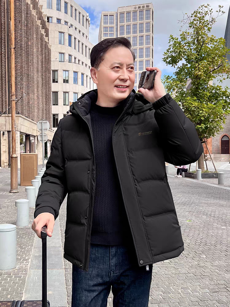 步云男装90羽绒服男爸爸冬装外套老年人男士冬季加厚衣服90白鸭绒