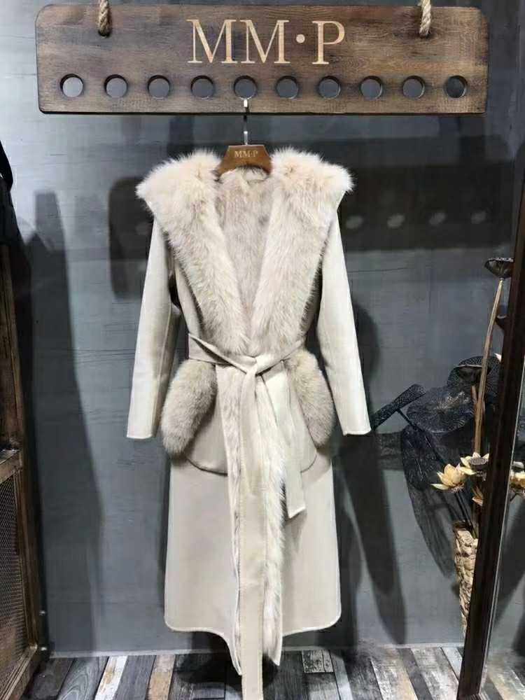 两面穿羊毛呢大衣可脱卸狐狸毛内胆派克服长款双面羊绒皮草外套女