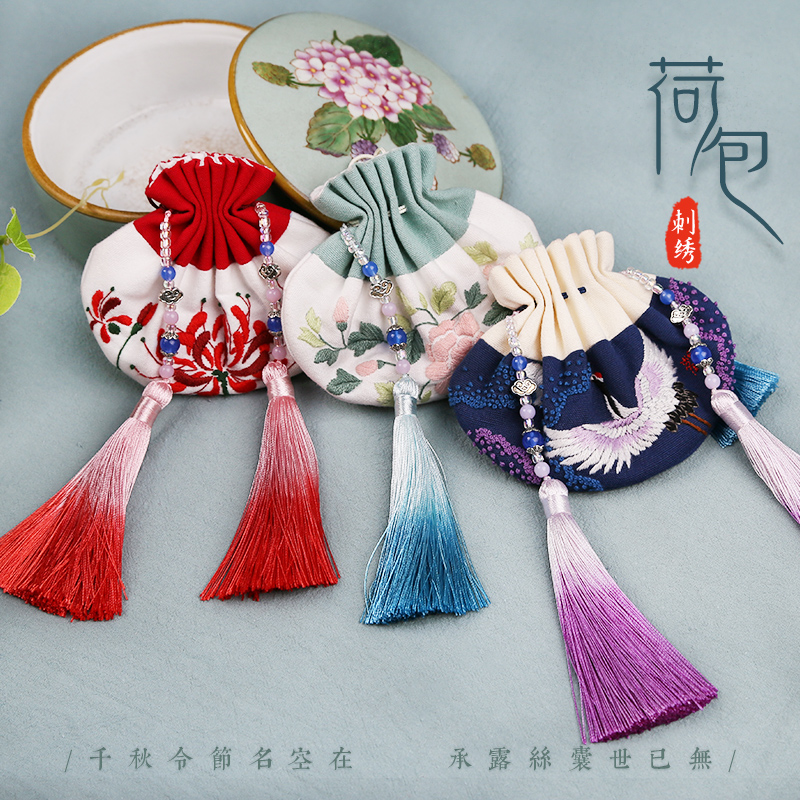 刺绣diy初学自己绣古风绣花包袋