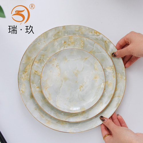瓷盘8英寸牛排轻奢圆形餐具圆形