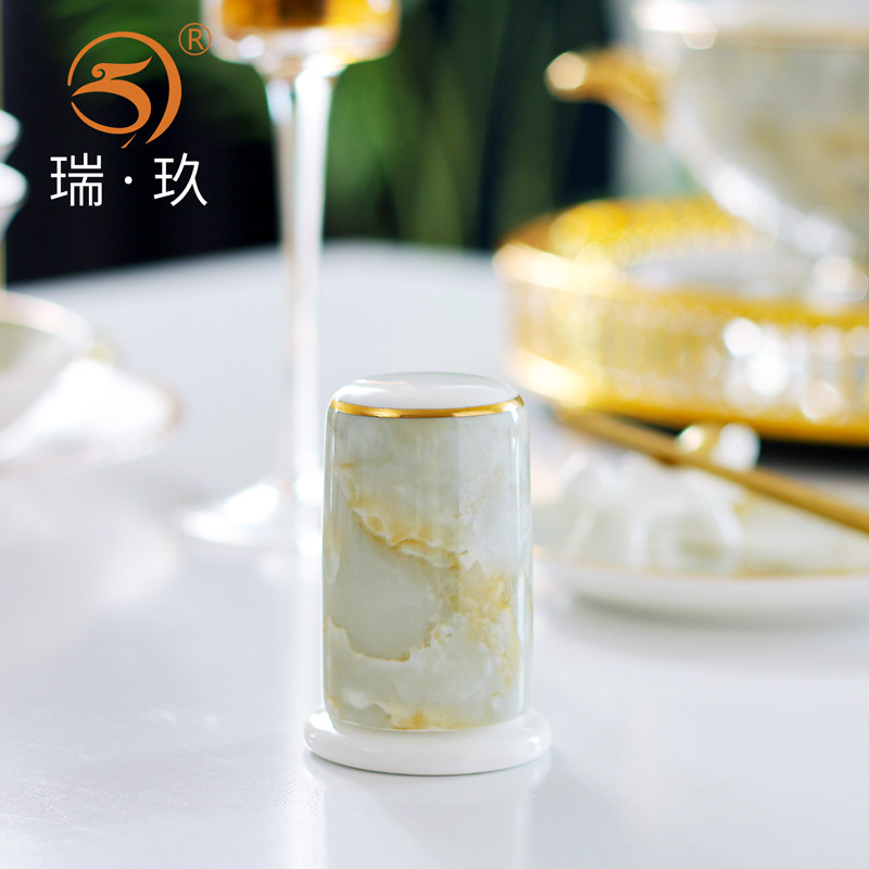 手工描金牙签筒创意个性牙签罐家用牙签桶骨瓷棉签收纳盒摆台配件,餐饮具,牙签筒,淘宝优惠券,粉丝福利购,淘宝优惠卷