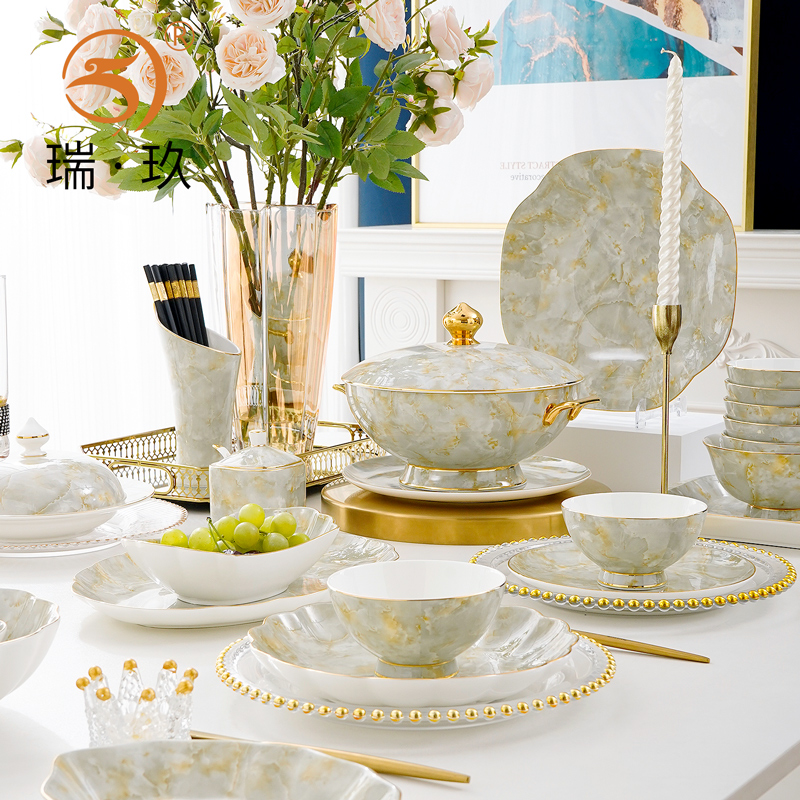 轻奢餐具碗盘勺碟自由搭配组合