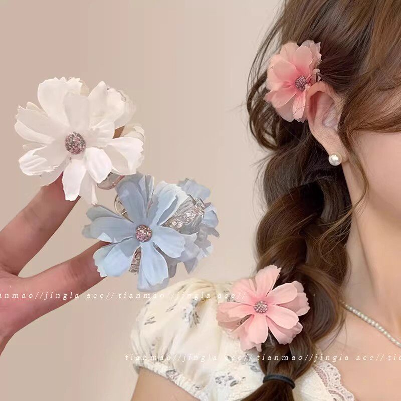 氛围樱落超仙花朵抓夹女小号高级