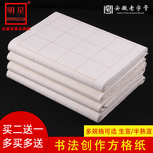 明星宣纸毛笔写字楷书参赛格子纸