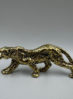 创意纯黄铜实心一路暴发金钱豹手把件挂件古玩摆件随身把玩收藏品
