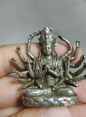 纯白铜准提菩萨观音迷你摆件准提佛像随身供奉精致书房空间装饰品