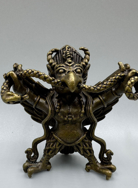 古玩杂项收藏仿古铜鎏金三足鸟摆件家居客厅办公室装饰品工艺礼品