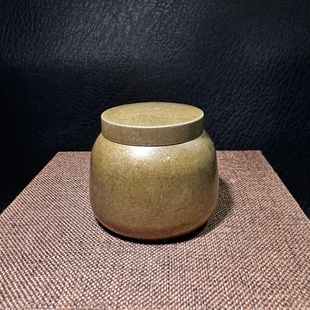 黄铜小铜罐摆件 做旧全铜铜盒子螺母带盖子铜瓶子舍利罐