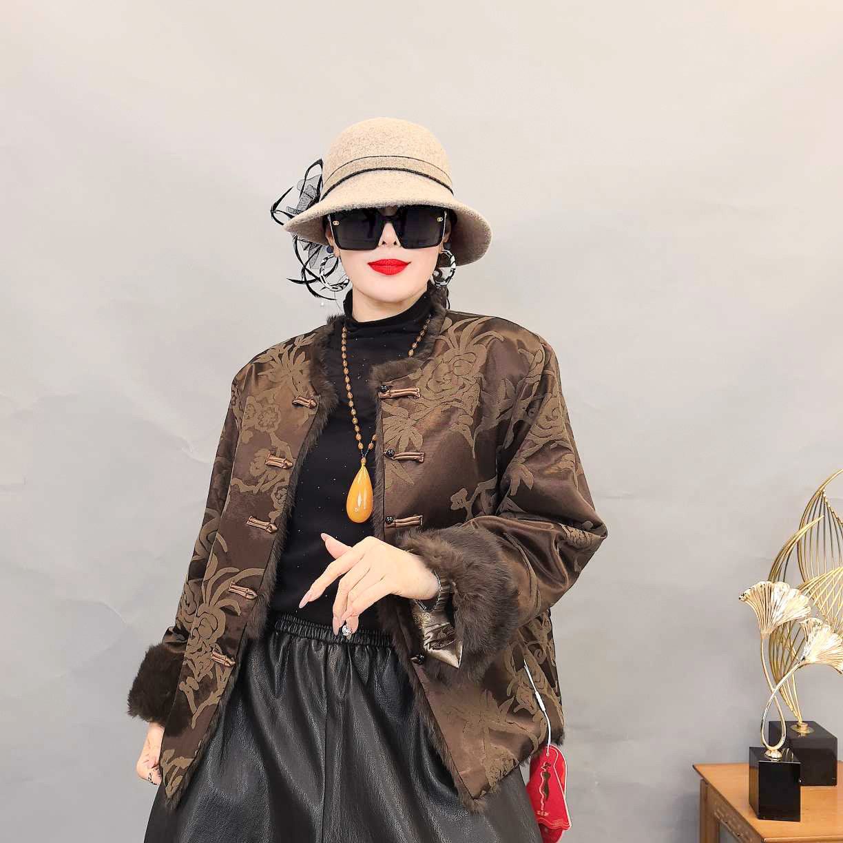 新中式风复古印花外套女