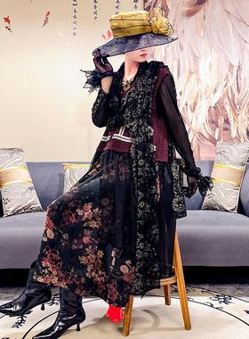 75038时尚复古优雅春季上新洋气名媛气质休闲百搭马甲裙