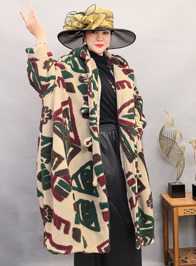 8659-1秋冬季上新宽松英伦风提花中长款高端外套