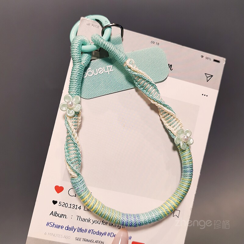个性拼色棉质手机挂绳短款图片