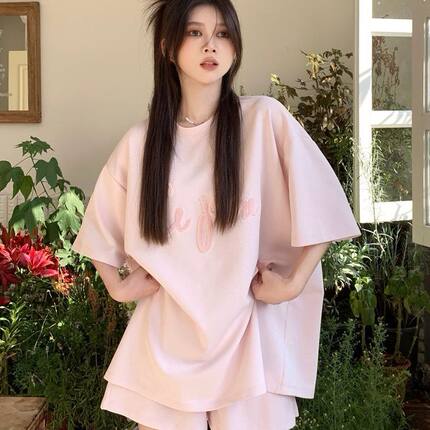 睡衣女夏季薄款纯棉短袖短裤网红爆款ins风可外穿休闲家居服套装