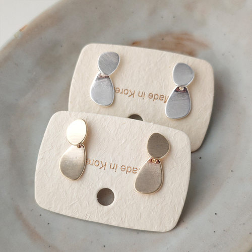 铜几何椭圆片拉丝耳环女小耳环