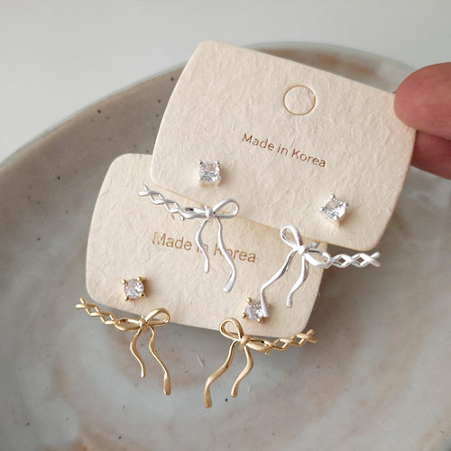 铜简约独特设计拉丝蝴蝶结耳环