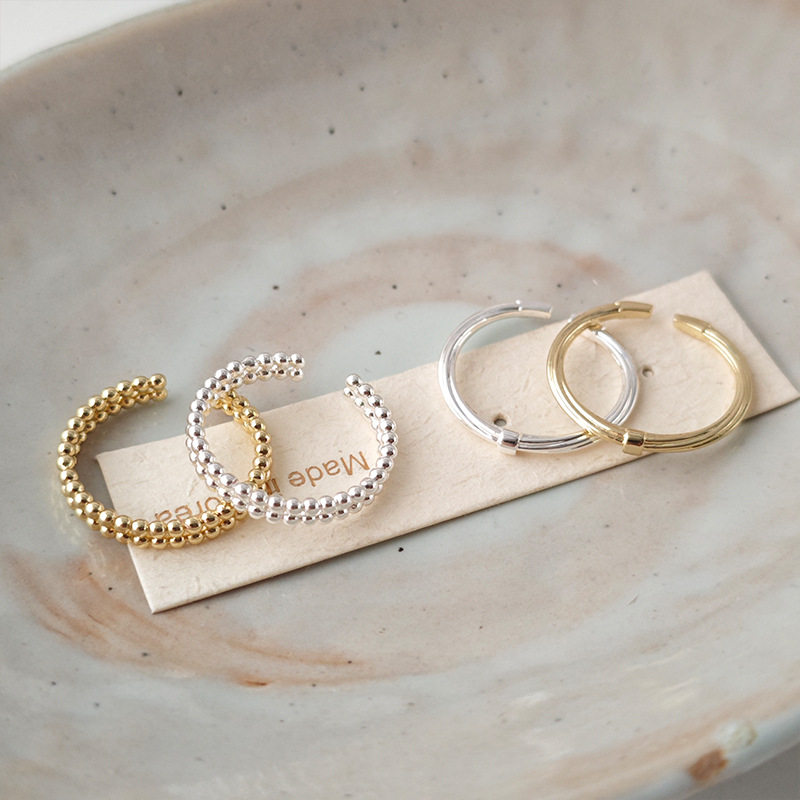 简约设计感气质麻花豆豆指环女小众高级感戒指百搭叠戴食指戒双层