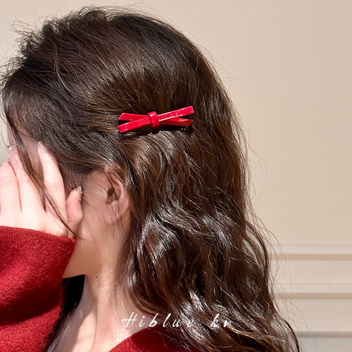 红色蝴蝶结发夹侧边刘海夹