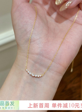 海蓝蓝微笑一字锆石925纯银项链