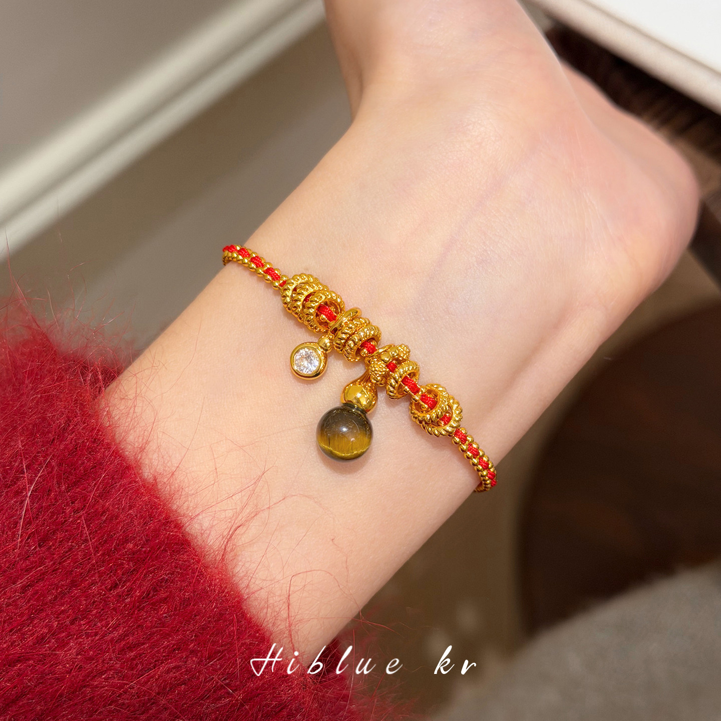 海蓝蓝新年本命年红绳编织手链