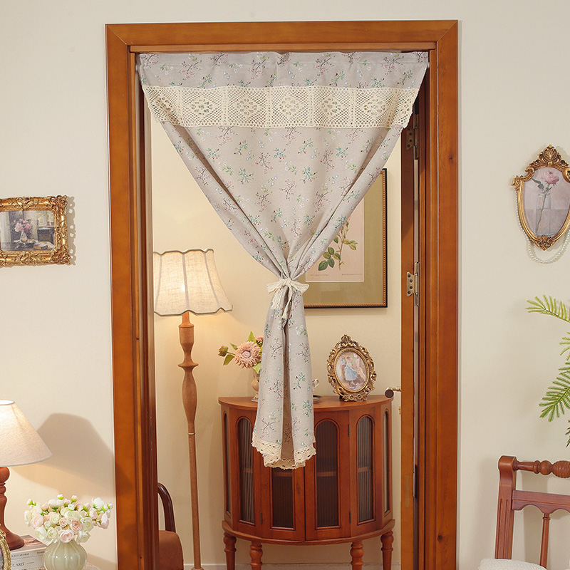 日系棉麻门帘半帘短帘卧室厨房免打孔半截帘客厅隔断帘玄关帘长帘