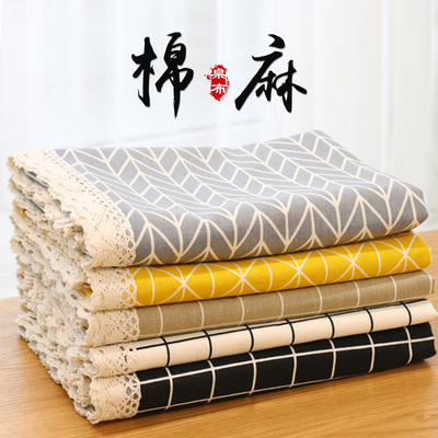 桌布布艺棉麻ins风北欧小清新茶几餐桌格子书桌垫长方形花边台布