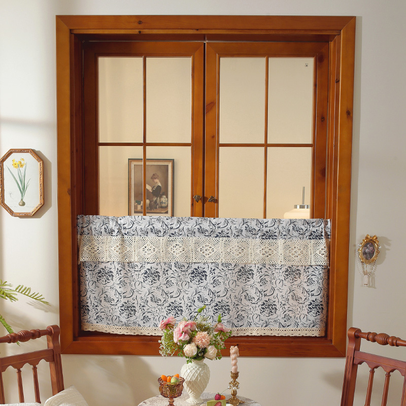 日式门帘棉麻家用客厅短帘隔断帘免打孔撑杆布帘厨房卧室阳台遮光