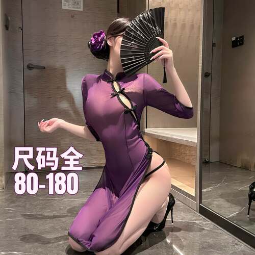 大码民国风紫色旗袍2026新款