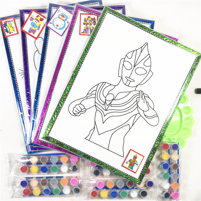 手工涂鸦画公园夜市摆摊画儿童彩绘图画diy大号益智填色泡沫板
