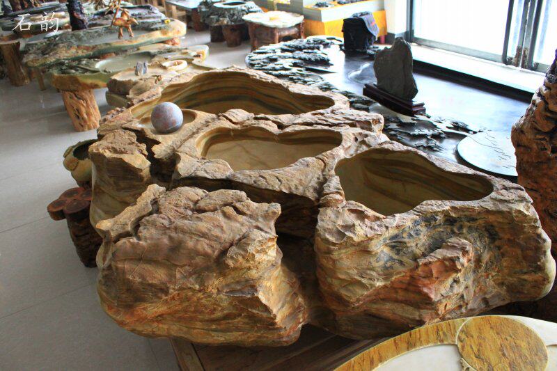 超大天然原石鱼缸精品石料2米6长怪石大型鱼缸可养鱼鳖龟等