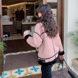 【现货】机车风撞色麂皮绒皮毛一体674-P180-K268，女装派克服，浙宝113