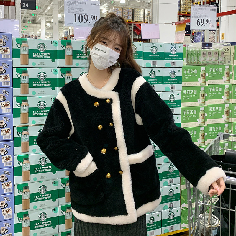 【现货】小香风羊羔毛麂皮内里皮毛一体202-P170-K258，女装派克服，浙宝113