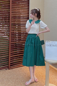 娃娃领上衣女夏配半身裙两件套女夏2025新款小清新甜美连衣裙套装图片