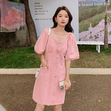【现货】两穿灯笼袖水洗粉牛仔连衣裙843-P115-K168，女装连衣裙，浙宝113
