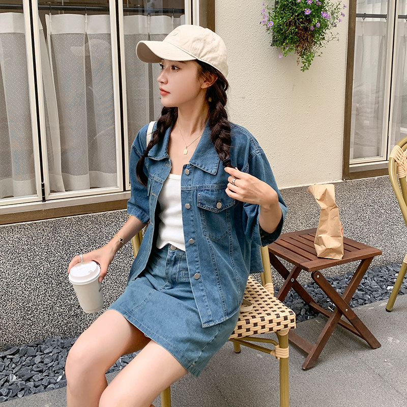 【现货】牛仔上衣+防走光短裙两件套套装851-P125-K178,女装套装/套裙,浙宝113