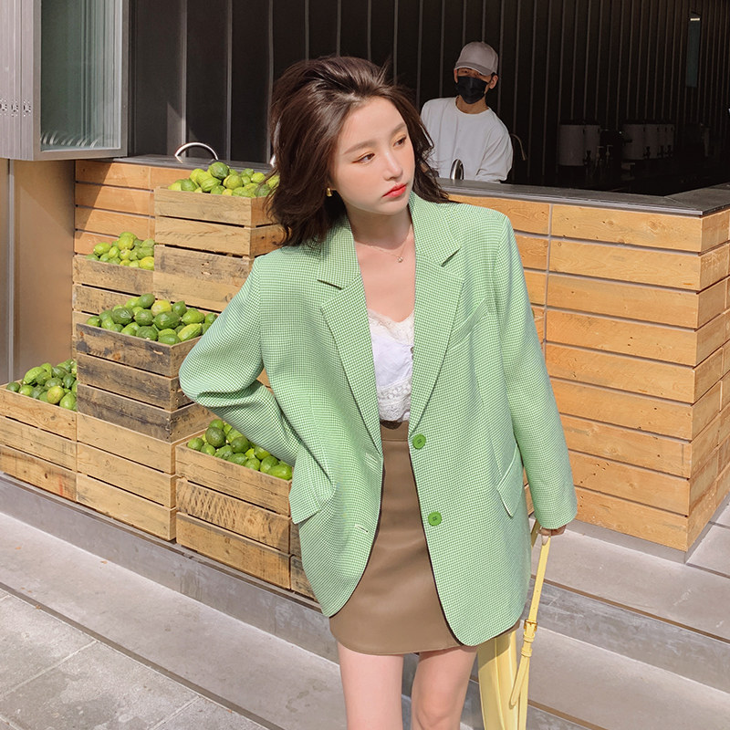 【现货】秋绿千鸟格小西装外套628-P120-K178,女装西装,浙宝113