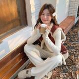 红色羊羔毛马甲冬季女2024新款小个子加厚短款皮毛一体无袖短棉衣，女装马甲，浙宝113