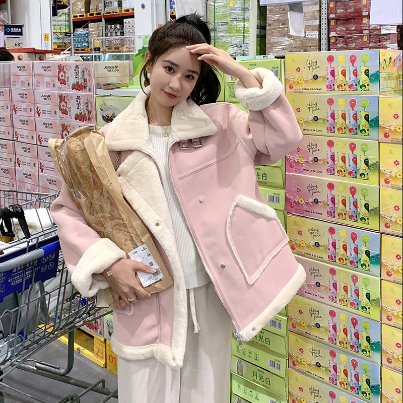【大货已出】PU皮拼接仿兔毛皮毛一体887-P185-K268,女装派克服,浙宝113