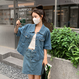 【现货】牛仔上衣+防走光短裙两件套套装851-P125-K178，女装套装/套裙，浙宝113