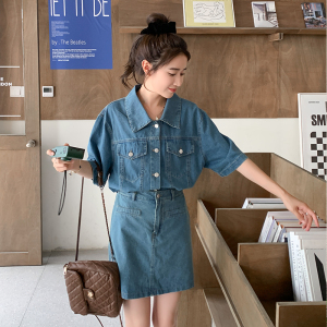 【现货】牛仔上衣+防走光短裙两件套套装851-P125-K178图片