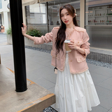 粉色流苏边小香风外套女2023春秋新款法式名媛设计高级感气质上衣，女装短外套，浙宝113