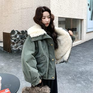 P225 A15 大翻领两穿环保皮草水洗牛仔派克服 K318 首发现货