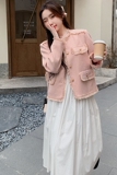 粉色流苏边小香风外套女2023春秋新款法式名媛设计高级感气质上衣，女装短外套，浙宝113