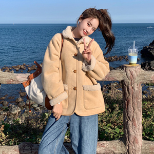 【大货已出】引流跑量款！羊羔毛麂皮绒皮毛一体 228-P160-238,女装派克服,浙宝113