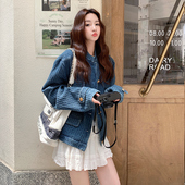 现货 老钱风肌理感牛仔小香夹克外套 C23 P155 K228