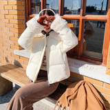 韩版学院风毛绒拼接羽绒服女2025冬季新款加厚显瘦保暖白鸭绒外套，女装羽绒服，浙宝113