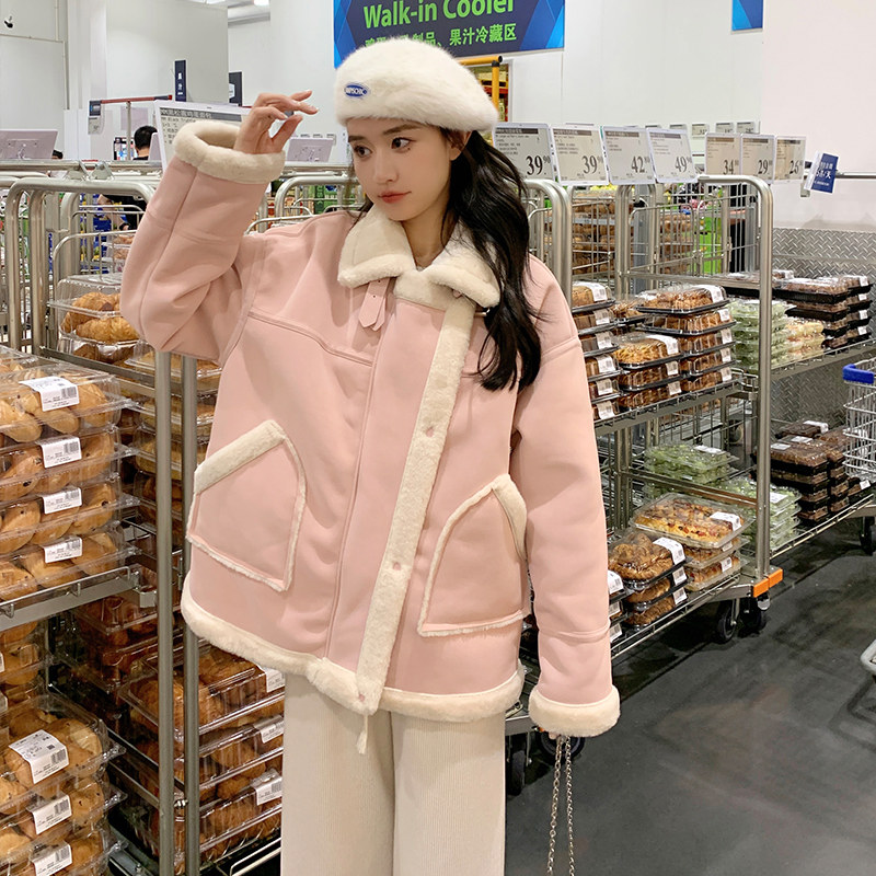 【大货已出】PU皮拼接仿兔毛皮毛一体887-P185-K268，女装派克服，浙宝113