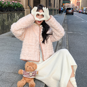 【新款】小香风仿兔毛仿皮草皮毛一体 222-P175-K258,女装皮草,浙宝113