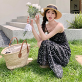 【大货已出】蝴蝶结吊带开叉碎花连衣裙829-P105-K158，女装连衣裙，浙宝113