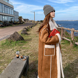 【现货】长款鹿皮绒羊羔毛皮毛一体大衣093-P205-K298，女装皮草，浙宝113