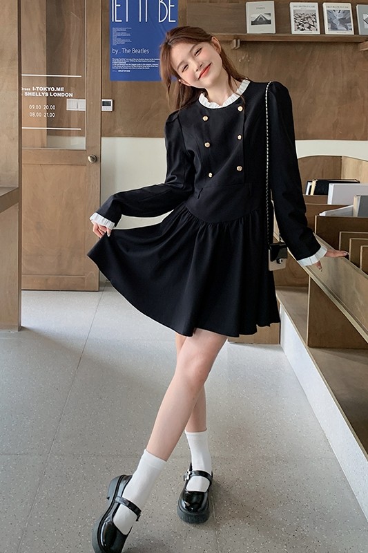 【现货】金属扣小香风连衣裙857-P120-K178,女装连衣裙,浙宝113